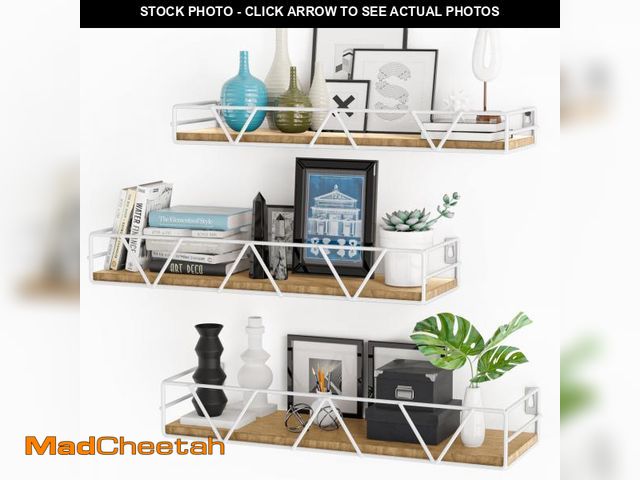 Lot 74-12436024 - Floating Shelves Set of 3, Home Wood Wall Shelf, Farmhouse Shelf for Bedroom, Wall Mounted Floating ...