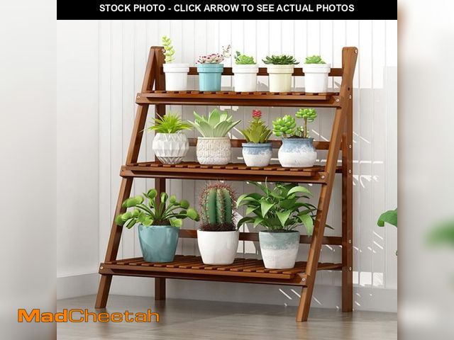 Lot 74-12491075 - 3-Shelf Flower Stand Plant Display for Indoors and Outdoors, Foldable Plant Stand, Portable Flower D...