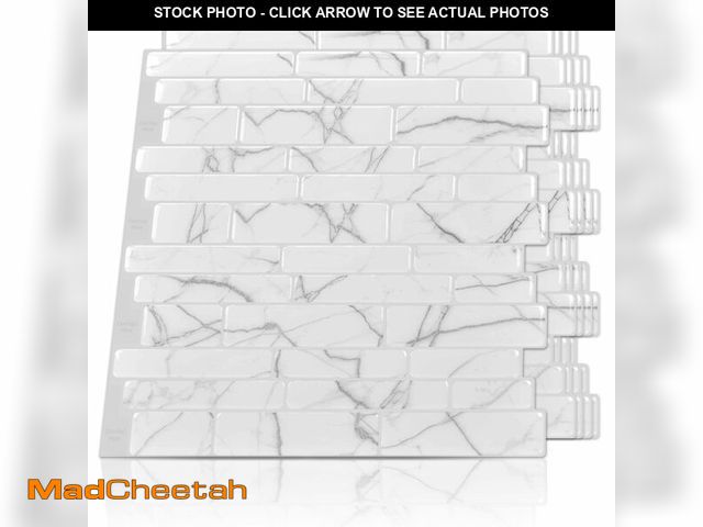 Lot 74-14056789 - Art3d 10-Sheet Peel and Stick Backsplash, 12 in. x 12in. White Marble Design - UNUSED