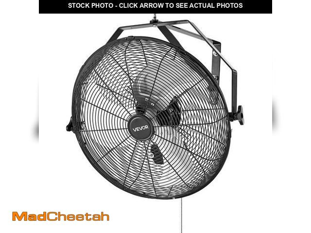 Lot 74-14223651 - VEVOR 4000 CFM 3-Speed High Velocity Industrial Wall Mount Fan in Black - UNUSED