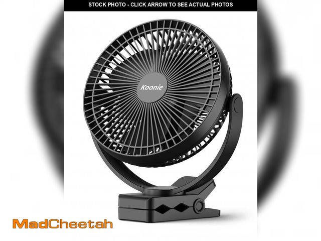 Lot 74-12308957 - Koonie 10000mAh Clip on Fan Rechargeable, 8-Inch Battery Operated Desk Fan, USB Fan, 4 Speeds, Stron...