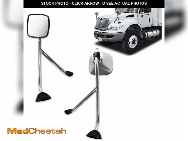 Lot 74-13926928 - Chrome Hood Mirror for International 4300 Truck Driver Left Side with Mounting Arm (Chrome(silvery),...