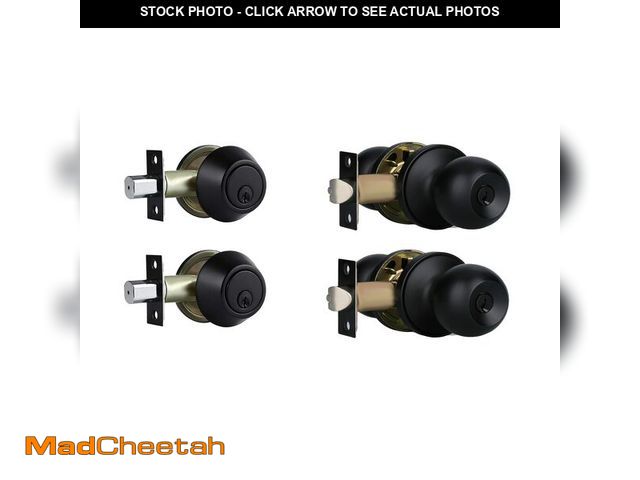 Lot 74-12711685 - Exterior Door Lock Set with Deadbolt, Single Cylinder Deadbolt Lock and Door Knob Set, Keyed Alike D...