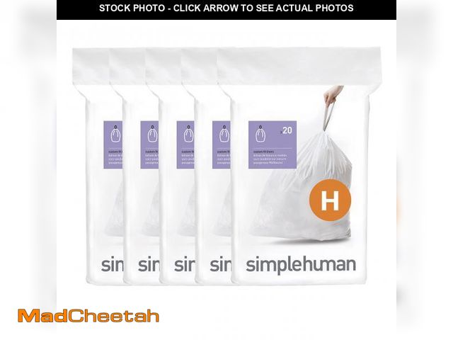 Lot 74-12120946 - simplehuman Code H 100 Count, Dispenser Pack Custom Fit Liners, Drawstring Trash Bags, 30-35 Liter /...