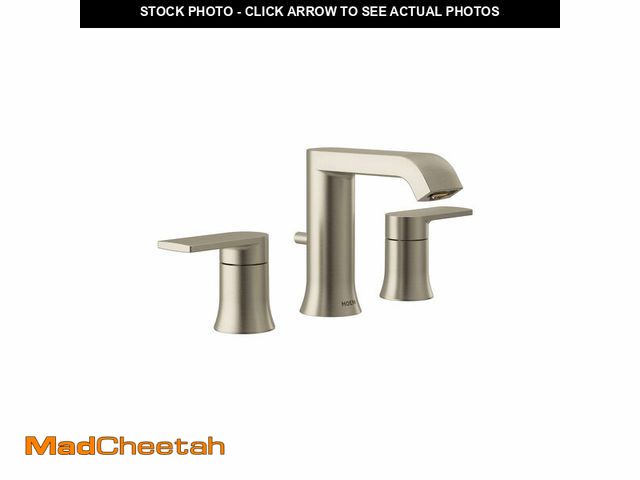 Lot 74-14150536 - Moen Genta LX Brushed Nickel Two-Handle Three-Hole Widespread Modern Bathroom Sink Faucet with Drain...
