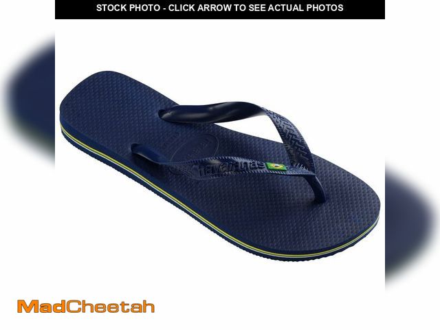 Lot 74-12436939 - Havaianas Men's Brazil Logo Flip Flops - Men's Sandals for Swimming Pools - Navy Blue, 11/12W - 9/10...