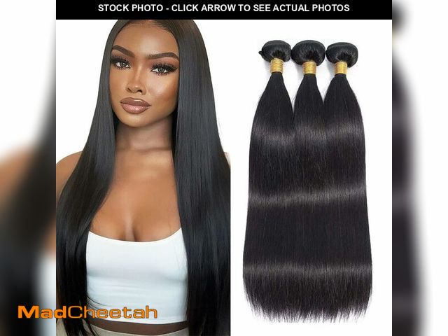 Lot 74-13574330 - Seeuiegam Straight Human Hair Bundles 16 18 20 Inch Unprocessed Brazilian Virgin Straight 3 Bundles ...