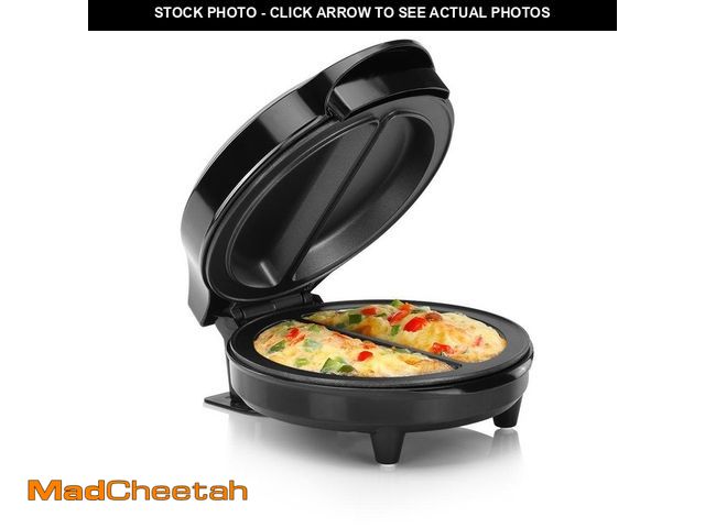 Lot 74-14560563 - HOLSTEIN HOUSEWARES 4-Egg Black and Stainless Steel 2-section Omelet Maker - UNUSED