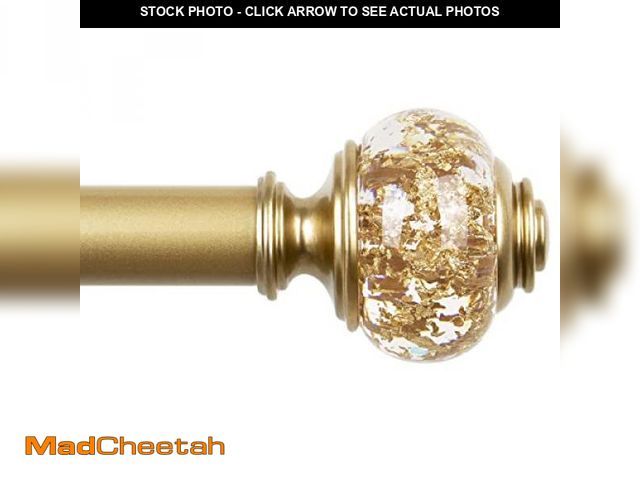 Lot 74-12507895 - 1 Inch Gold Curtain Rods for Windows 72 to 144 Inches (6 to 12 ft), USFOOK Telescoping Single Draper...