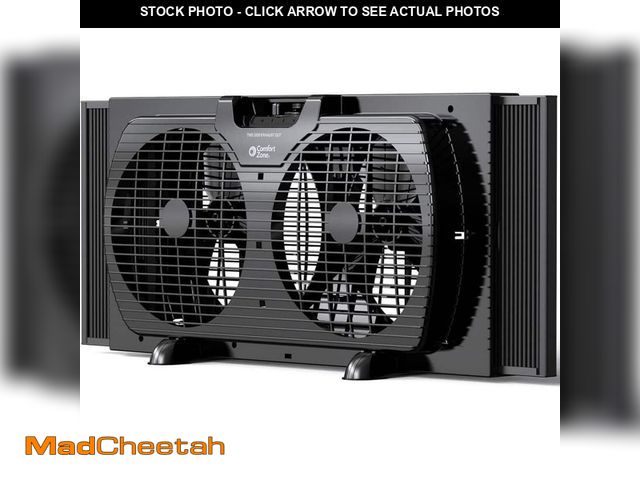 Lot 74-12558297 - Comfort Zone 9 in. Electric Twin Window Fan with 3 Fan Speeds, 22 in. Diameter, Quiet Setting, Black...