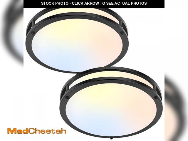 Lot 74-12302436 - 2-Pack 36W LED Ceiling Lights Black, 13inch Flush Mount Light Fixtures 3600LM 2700K/3000K/4000K/5000...