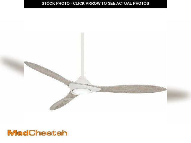 Lot 74-14067469 - MINKA-AIRE F868L-WHF Sleek 60" 3-Blade LED Ceiling Fan in Flat White Finish with Bleached Seasoned W...