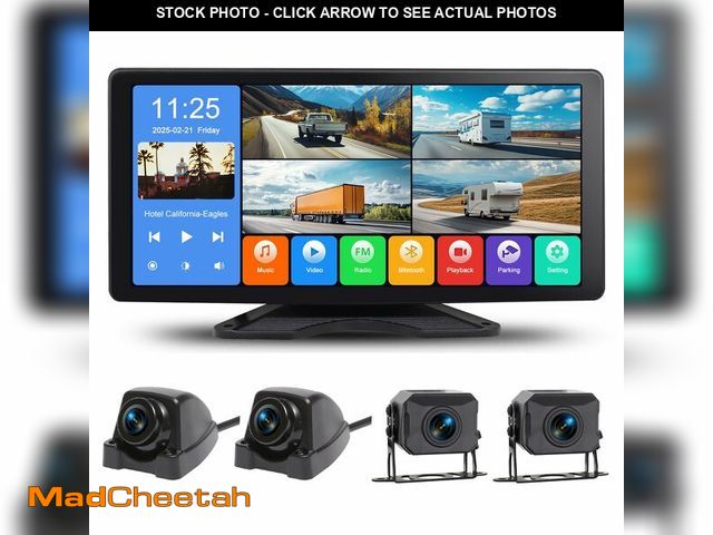 Lot 74-12599710 - 4 Channel AHD Backup Camera System,4 Rear Cameras,11 inch Touchscreen with Loop Recording,IP69K Wate...