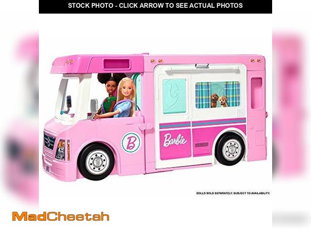 Lot 74-12664867 - Barbie Camper, Doll Playset with 50 Accessories, Transforms into Truck, Boat &amp; House, Includes P...