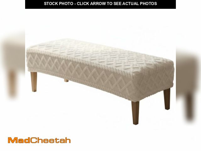 Lot 74-13625222 - Gilprop Beige Bench Cover Stretch Jacquard Bench Covers Slipcover Rectangle Soft Seat Protector Cove...