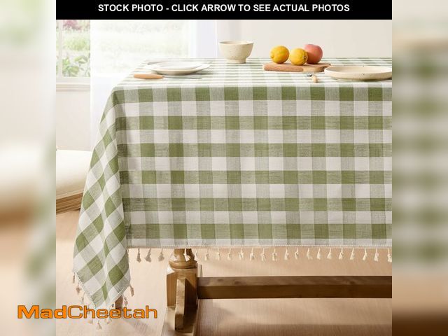 Lot 74-14385260 - Softalker Outdoor Checkered Tablecloth, Linen Cotton Gingham Table Cloths for 6 Foot Rectangle Table...