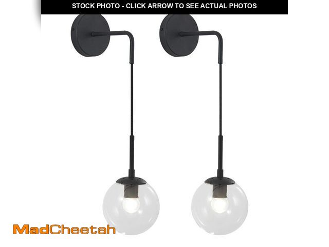 Lot 74-12604352 - KCO Lighting Black Globe Wall Sconce Set of 2 Mid Century Modern Wall Light with Clear Glass Shade V...