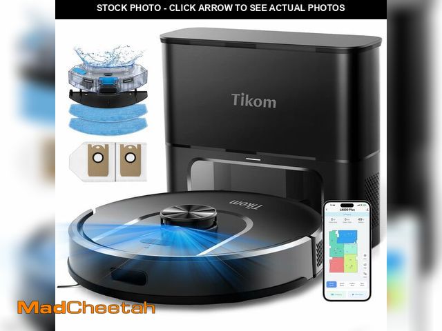 Lot 74-13584951 - Tikom Robot Vacuum and Mop, 6000Pa Robotic Vacuum Cleaner with Self-Emptying Base, 90 Days Capacity,...