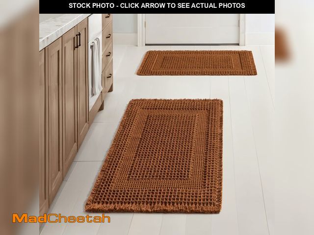 Lot 74-13717489 - MIULEE Set of 2 Waffle Bathroom Rugs, Boho Bath Rug Super Absorbent, Non Slip Washable Ultra Soft Ru...