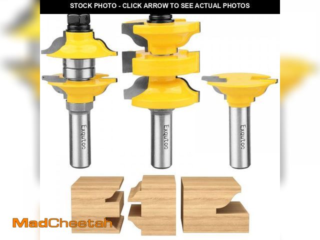 Lot 74-11549632 - Exqutoo 1/2 Inch Shank 3 Piece Router Extension Tenon Drill Bit Set for Entry Door Rails and Door Fr...