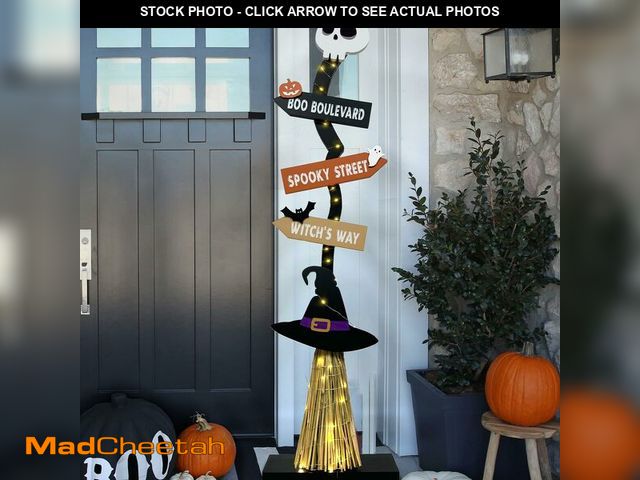 Lot 74-12699810 - DAZONGE Halloween Decorations -Lighted Halloween Wooden WitchÃ¢â¬â¢s Broom for Indoor Outdoor Porc...