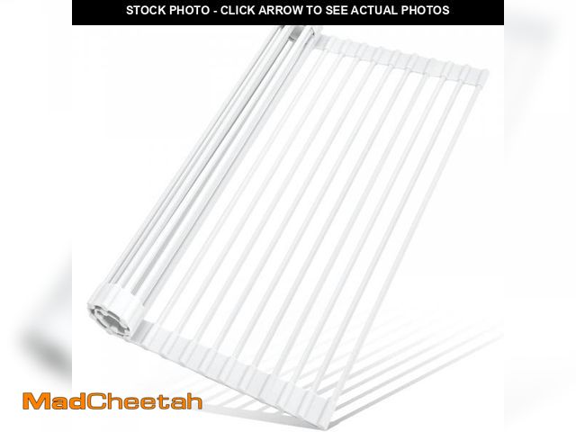 Lot 74-12050794 - MERRYBOX Roll Up Dish Drying Rack, Silicone Wrapped Over The Sink Dish Rack Foldable Dish Drainer An...