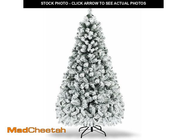 Lot 74-13778284 - Costway 7.5 ft Prelit Premium Snow Flocked Hinged Artificial Christmas Tree with 450 Lights - UNUSED