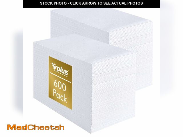 Lot 74-13966845 - Vplus 600 Pack Paper Napkins Guest Towels Disposable Premium Quality 3-ply Dinner Napkins Disposable...