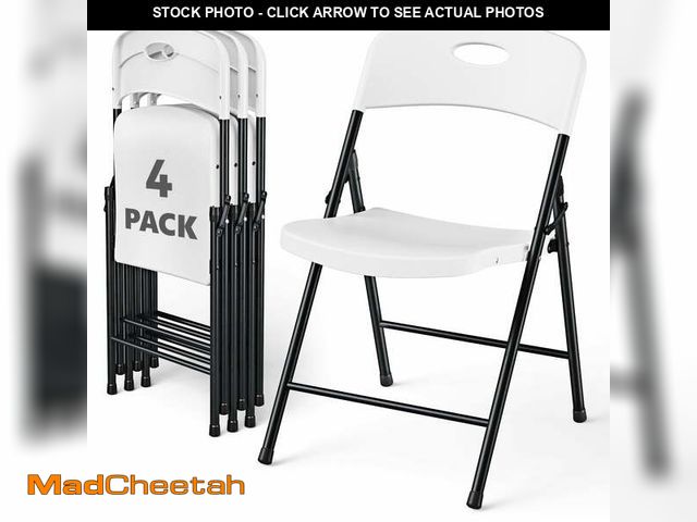 Lot 74-14322805 - WASUHE 4 Pack White Folding Chairs with Enhanced Iron Frame, Stackable Plastic Folding Chairs for Pa...