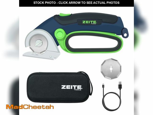 Lot 74-13632374 - ZEITE 4V Cordless Electric Scissors,Cardboard Cutter with 2 Blades,Storage Box,USB Charging Cable,Po...