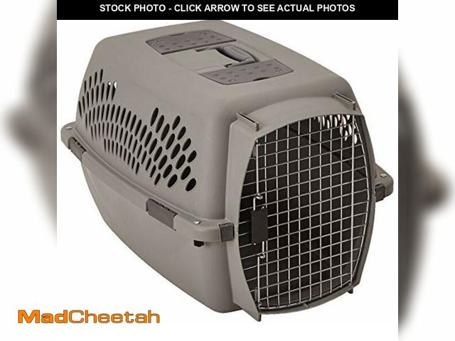 Lot 74-12544300 - (MISSING DOOR) Petmate Pet Porter Dog Kennel 26", Dark Gray &amp; Black, for Pets 20-25lbs, Made in ...