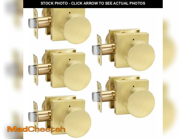 Lot 74-12960804 - goldenwarm Privacy Gold Interior Door Knobs, Zinc-Alloy Heavy Duty Interior Door Knobs Bedroom, Cont...