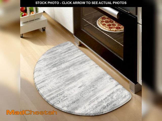 Lot 74-12308813 - KIMODE Anti Fatigue Kitchen Mats for Floor, Abstract Half Moon Kitchen Rug 18"x28", Grey Ergonomic S...