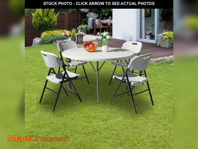 Lot 74-12678543 - Ktaxon 4 Ft Outdoor Round Folding Plastic Dining Table for Picnic ,White, Indoor/Outdoor, Home, Kitc...