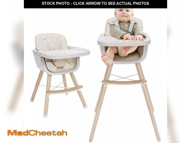 Lot 74-14067430 - Mallify 3-in-1 Wooden High Chair, Convertible High Chairs for Babies and Toddlers, Baby Highchair wi...