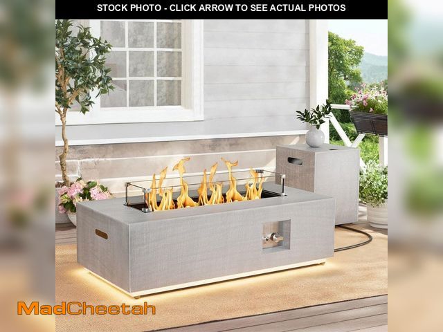 Lot 74-12659535 - eVita 42 in. 50,000 BTU Propane Fire Pit Table Rectangle Outdoor Propane Gas Firepit with LED Light ...