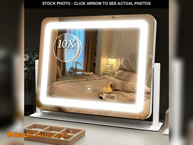 Lot 74-13547900 - ROLOVE Vanity Mirror with Lights 15"x12", Lighted Makeup Mirror with 10X Magnification, 3 Color Ligh...