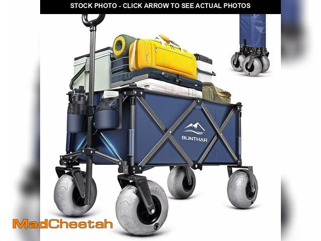 Lot 74-13709271 - BLINTHAR Beach Wagon with Big Wheels for Sand, Heavy Duty Harder Sand Collapsible Folding Wagon with...