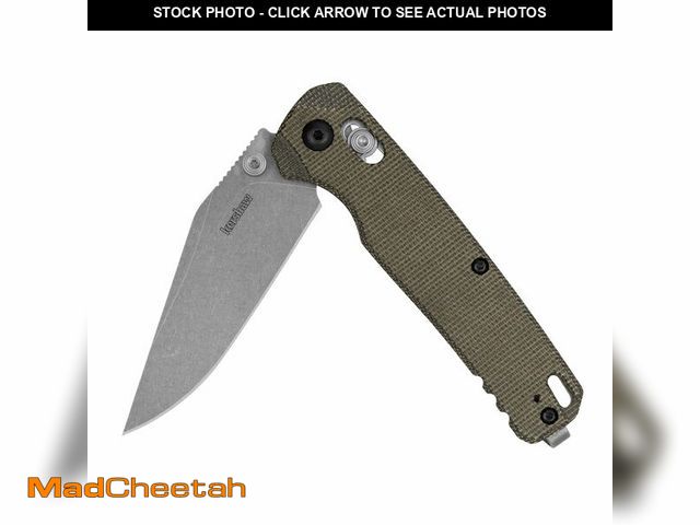 Lot 74-13570973 - Kershaw Bel Air Pocket Knife, Olive Design, 3.05 Inch Stainless Steel Clip Point Blade, EDC with Ass...
