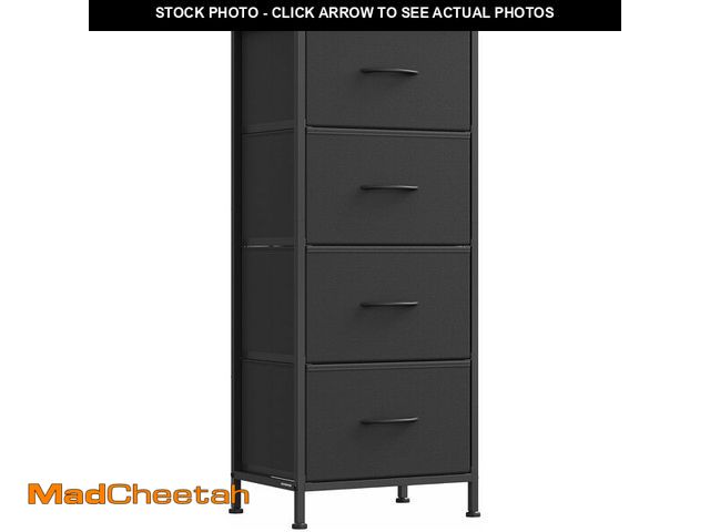 Lot 74-13041703 - SONGMICS Dresser for Bedroom, Chest of Drawers, Steel, MDF, 4 Non-Woven Fabric Drawers, Storage Orga...