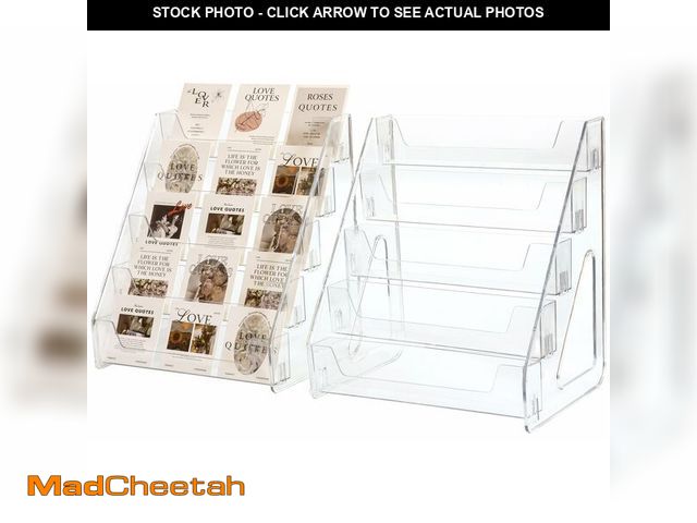 Lot 74-14265567 - Card Display Stand set of 2, Clear 5-Tiered Shelf For Greeting Card, Stickers, Postcard, Sports Grad...