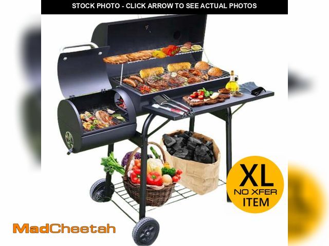 Lot 74-13777694 - (MISSING HARDWARE) laraVist Charcoal Offset Smoker Grill, Dual-Zone BBQ with Thermometer &amp; Wheel...