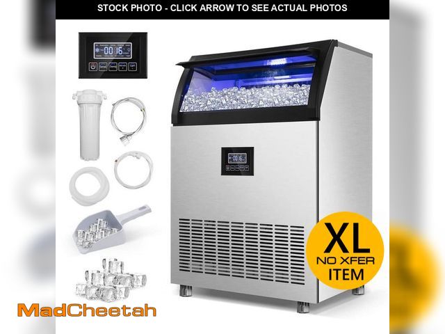 Lot 74-14306905 - TITTLA 24 in. 300 lbs. Per Day Ice Maker in Silver 7,800 + Ice Cube Daily with Internal Blue LED Lig...