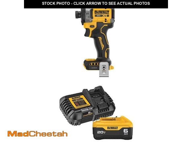 Lot 74-12657153 - DEWALT 20V MAX XR Lithium-Ion Cordless Impact Driver with 6.0 Ah Battery Pack and Charger Kit - UNUS...
