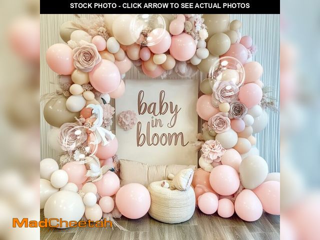 Lot 74-13964388 - Pink White Sand Balloon Garland Double Stuffed Pastel Pink Cream Beige Balloon Arch Kit Boho Light B...