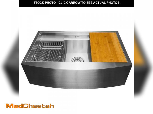 Lot 74-12147023 - AKDY Handmade Farmhouse Apron Front 30 in. x 20 in. Single Bowl Stainless Steel Workstation Kitchen ...