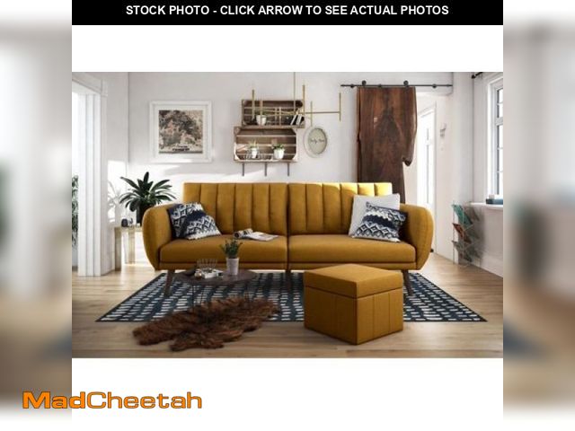 Lot 74-12105155 - Brittany Futon with Vertical Channel Tufting and Curved Armrests - UNUSED