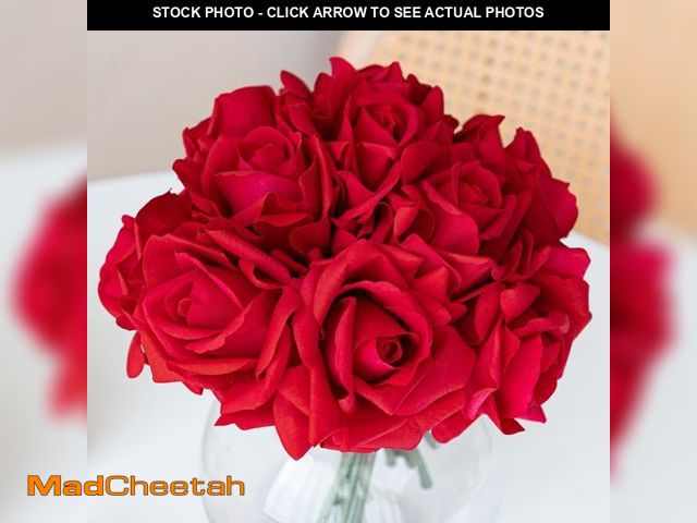 Lot 74-12215177 - DUYONE Artificial Roses Single Stem 10pcs Fake Silk Flower Arrangement Bouquet Real Touch for Home P...