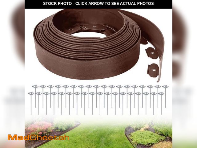 Lot 74-12436372 - Garden Edging,40 Foot Lawn Edging Kit with 36 PCS Metal Spikes,2 Inch Tall Landscape Edging Roll for...