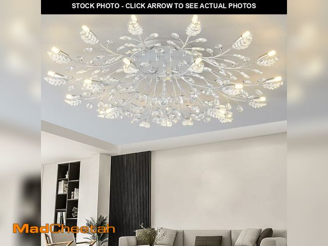 Lot 74-12930979 - Ridiss Modern Crystal Ceiling Light Fixture,Semi Flush Mount Chandeliers,Crystal Leaf Ceiling Light,...